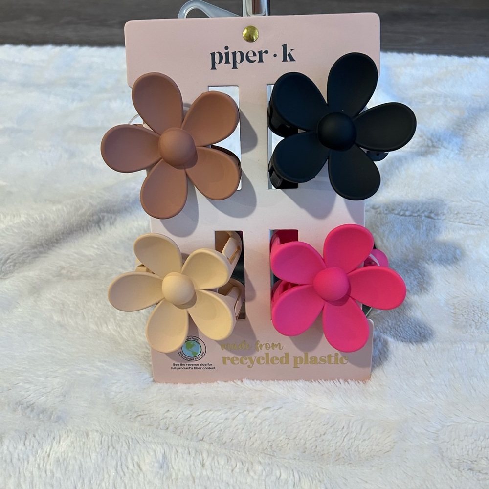 Piper k Flower Hair Clips - Pink, Black, Tan, Cream
